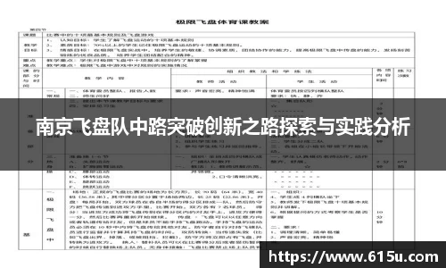 南京飞盘队中路突破创新之路探索与实践分析